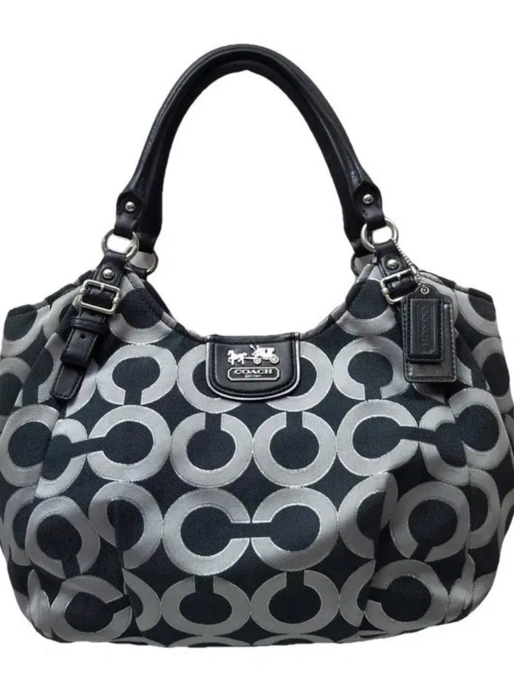 Vintage Coach Black & Gray Signature Jacquard Tote Women’s Bag